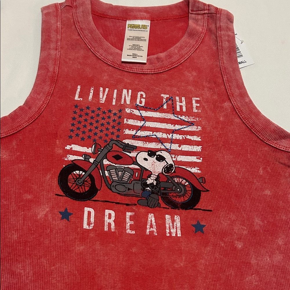 Peanuts Red Tank Top with Snoopy Graphic Cotton S, M NWT